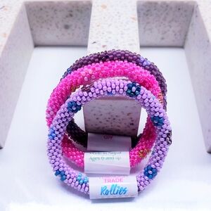 FLOWER POWER -The Original Rollies® Bracelet for Kids, 6" round, Nepal,#5(3 Pcs)